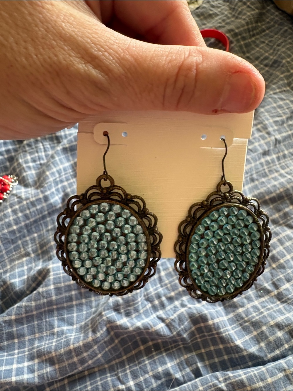 Turquoise Crystal Filigree Drop Earrings